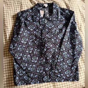 J.Crew Navy with Blue Floral Print Top